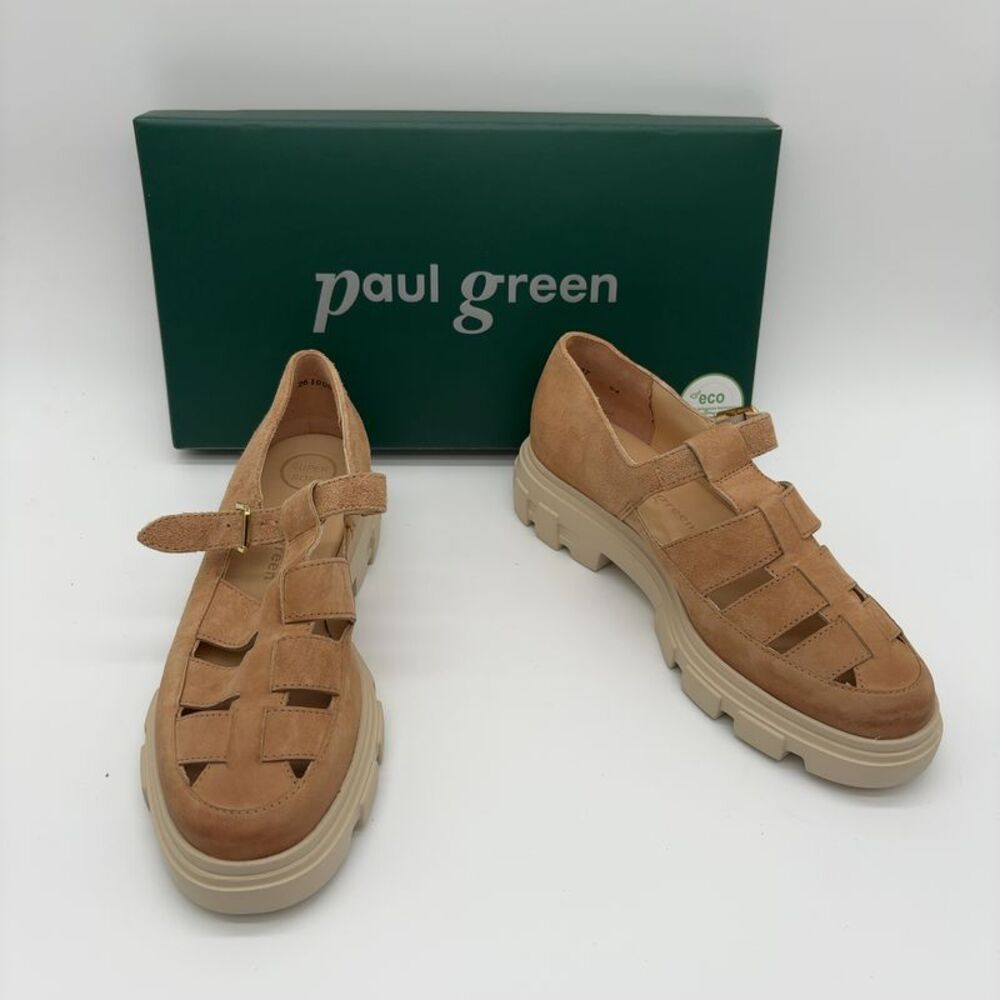 Paul Green Tan Suede Leather Loafer Sandals